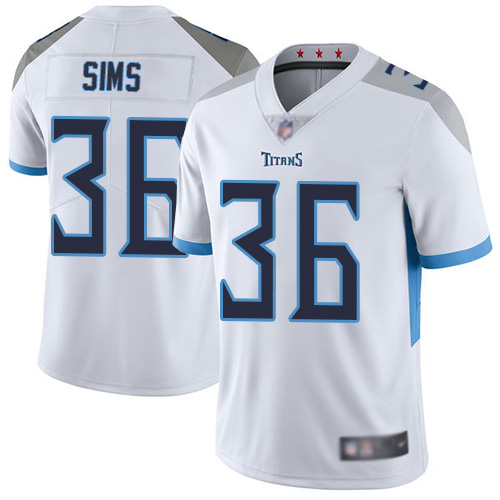Tennessee Titans Limited White Men LeShaun Sims Road Jersey NFL Football #36 Vapor Untouchable